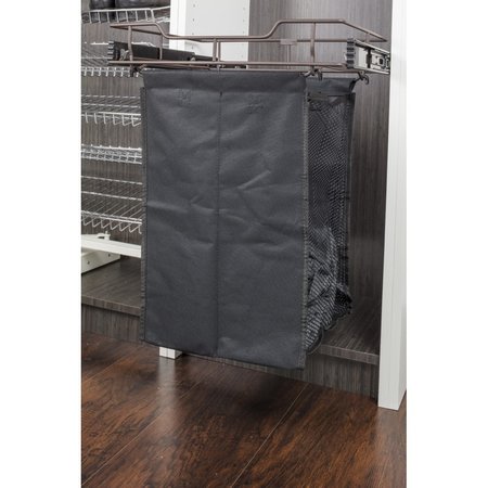 Hardware Resources Dark Bronze 18" Deep Pullout Canvas Hamper with Removable Laundry Bag POHS-18ORB